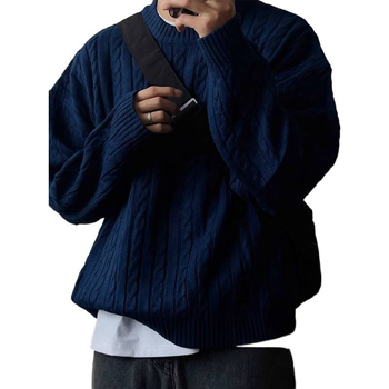Muški pleteni džemper, korejskog stila opuštena silueta, okrugli ovratnik, dugi rukav, jesen