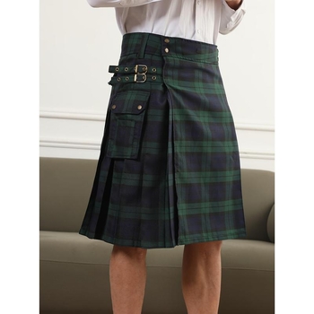 Meeste seelik - pliseeritud, ruuduline muster - etniline stiil, mink kangas, 2025 kevad