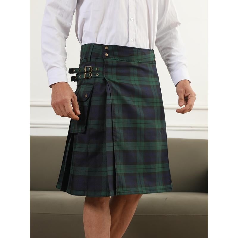 Meeste seelik - pliseeritud, ruuduline muster - etniline stiil, mink kangas, 2025 kevad