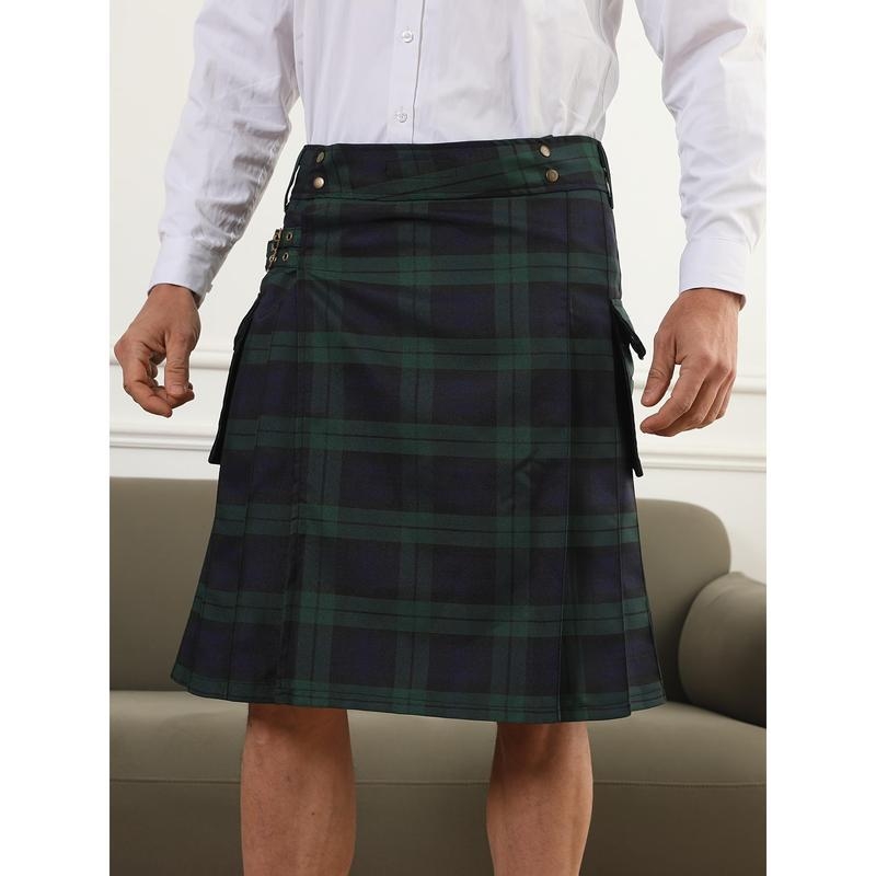 Meeste seelik - pliseeritud, ruuduline muster - etniline stiil, mink kangas, 2025 kevad