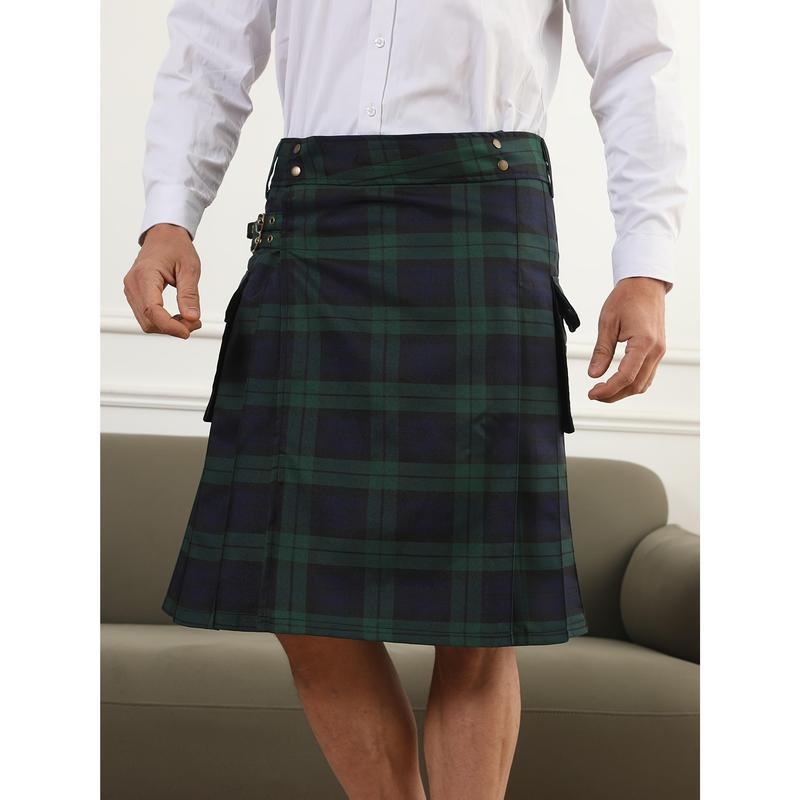 Meeste seelik - pliseeritud, ruuduline muster - etniline stiil, mink kangas, 2025 kevad