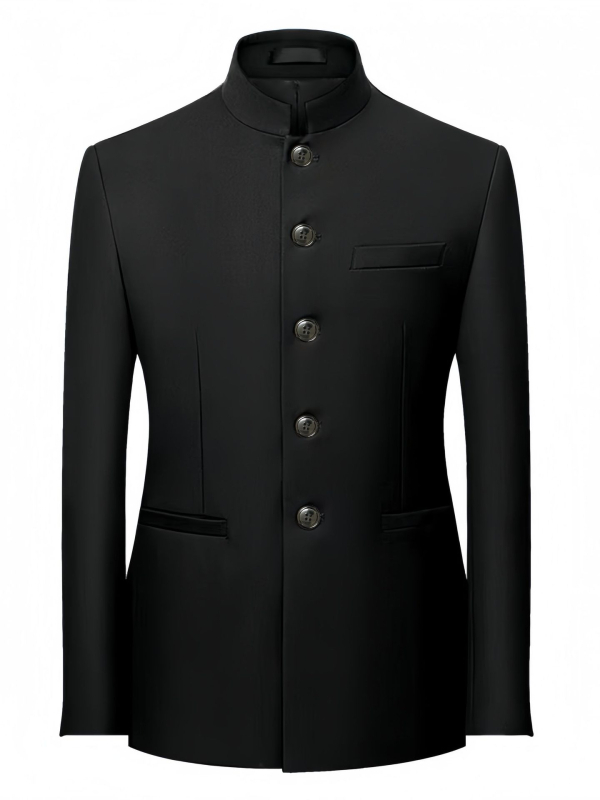 Pánsky Zhongshan odev – štíhla mládežnícka línia, čínske stojaci golier, látka 80% polyester, čínsky Tang štýl pre predstavenie alebo svadbu