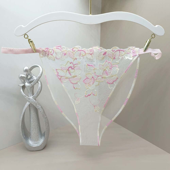 Dámske sieťové G-string s vyšívanou čipkou, polyester 95-100%