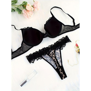 Set donjeg rublja od čipke i najlona, Push-Up, pamuk podstava, košarice s oblikom zečjih ušiju