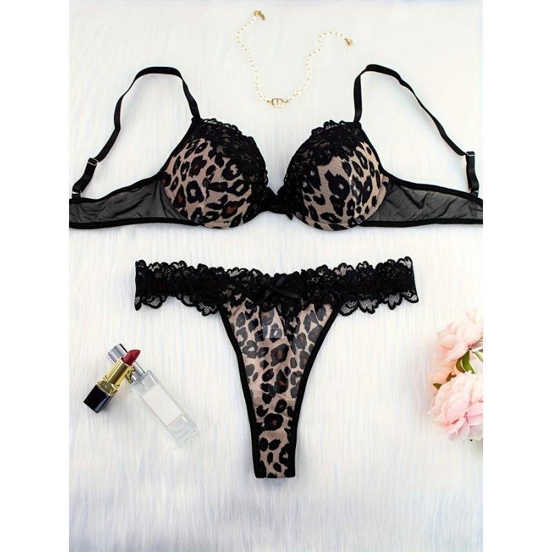 Set donjeg rublja od čipke i najlona, Push-Up, pamuk podstava, košarice s oblikom zečjih ušiju