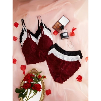 Set čipkastih grudnjaka, košarice s dizajnom zečjih ušiju, neoblikovani košarice, skupljajući efekt, tradicionalni luksuzni stil