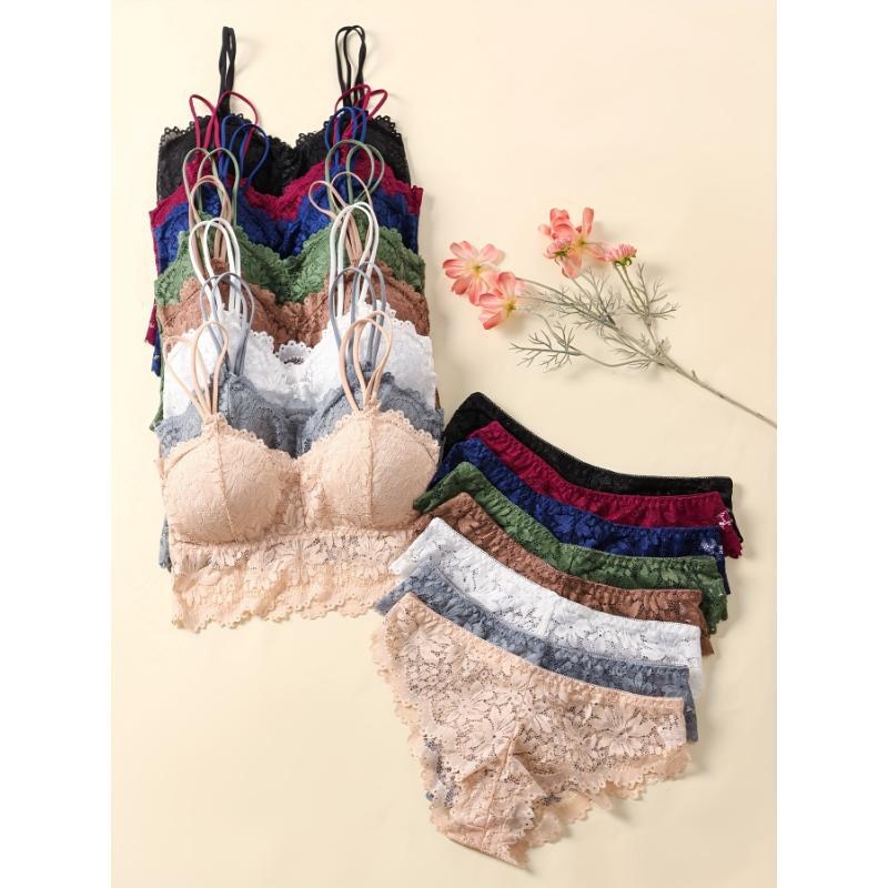 Set grudnjaka – čipka, najlon, pamučna podstava, Rabbit Ear Cup, skupljanje