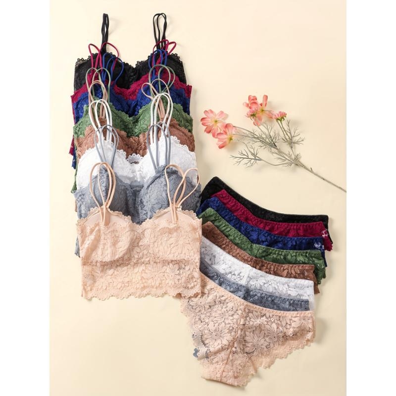 Set grudnjaka – čipka, najlon, pamučna podstava, Rabbit Ear Cup, skupljanje