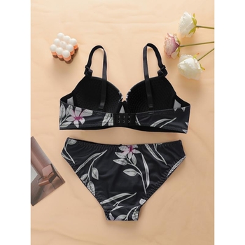 Set čipkanog donjeg rublja s cvjetnim uzorkom, košarice s ušima zeca, pamučna podstava, skupljanje