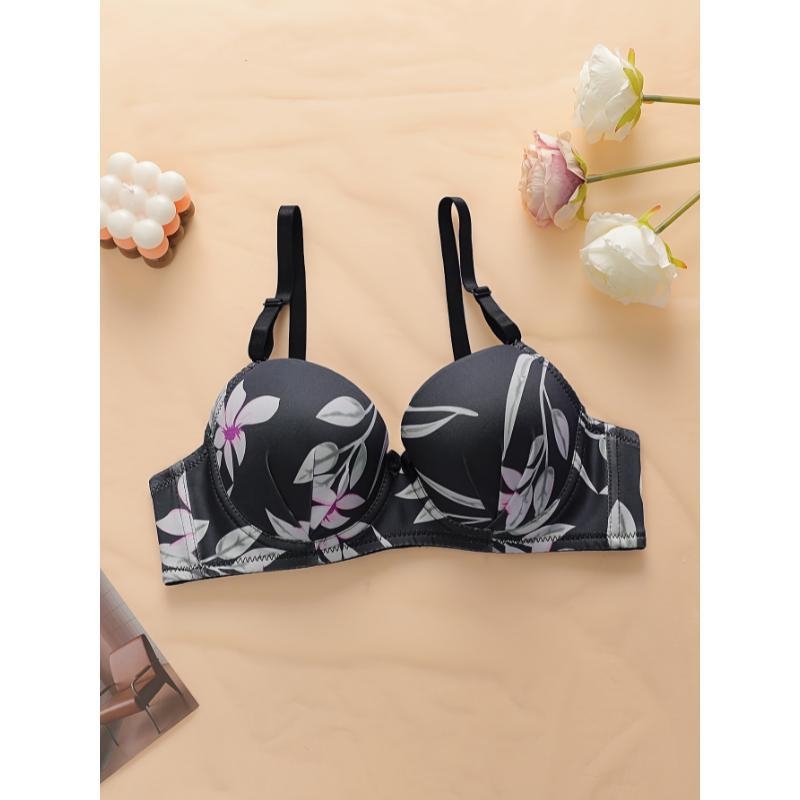 Set čipkanog donjeg rublja s cvjetnim uzorkom, košarice s ušima zeca, pamučna podstava, skupljanje