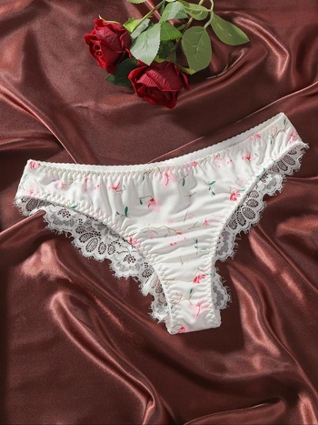 Set grudnjaka i gaćica s cvjetnim uzorkom čipke, s potporom žicom, bez oblikovanih košarica