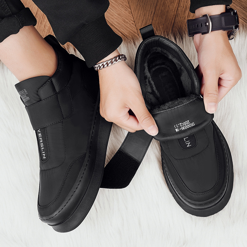 Muške zimske čizme s fleece podstavom, visokim gornjim dijelom, protuklizna gumena potplat, debela potplata, zatvaranje Velcro