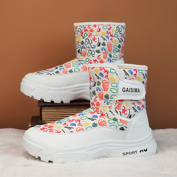 Pánske zimné čižmy na sneh, stredne vysoké, vnútorná vložka z umelého krátkeho plyšu, PU vrchný materiál, gumová podrážka, zapínanie na suchý zips
