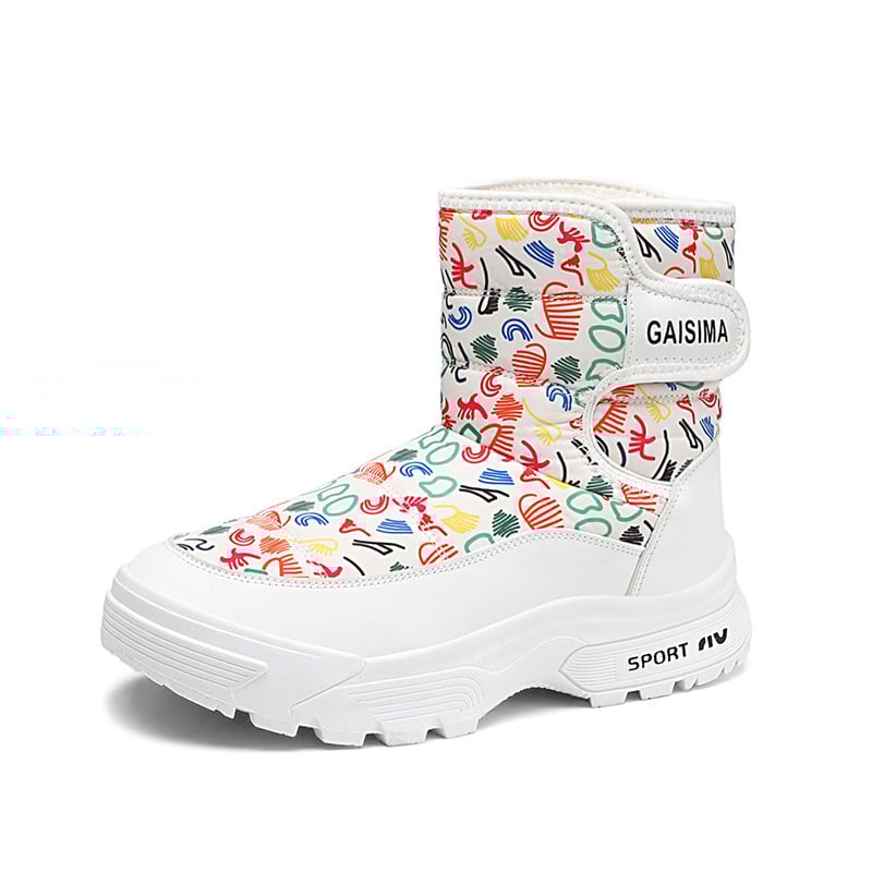 Pánske zimné čižmy na sneh, stredne vysoké, vnútorná vložka z umelého krátkeho plyšu, PU vrchný materiál, gumová podrážka, zapínanie na suchý zips