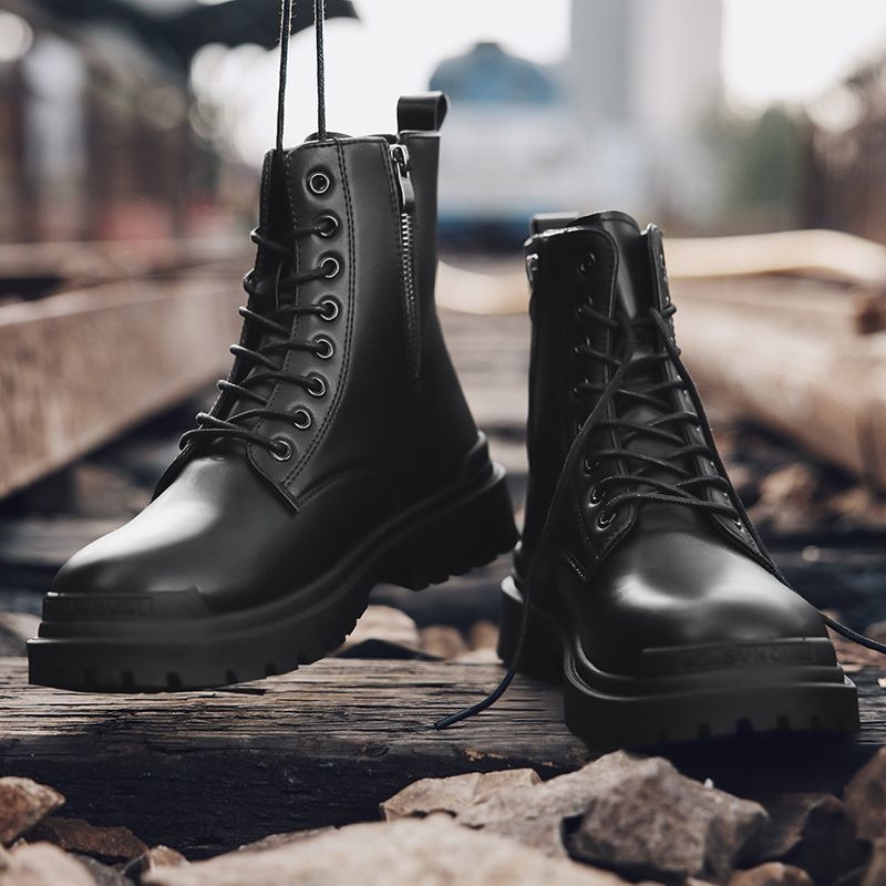 Muške Martin čizme - PU gornji dio, PVC potplat, srednja visina čizme, prozračne, casual stil, debeli potplat