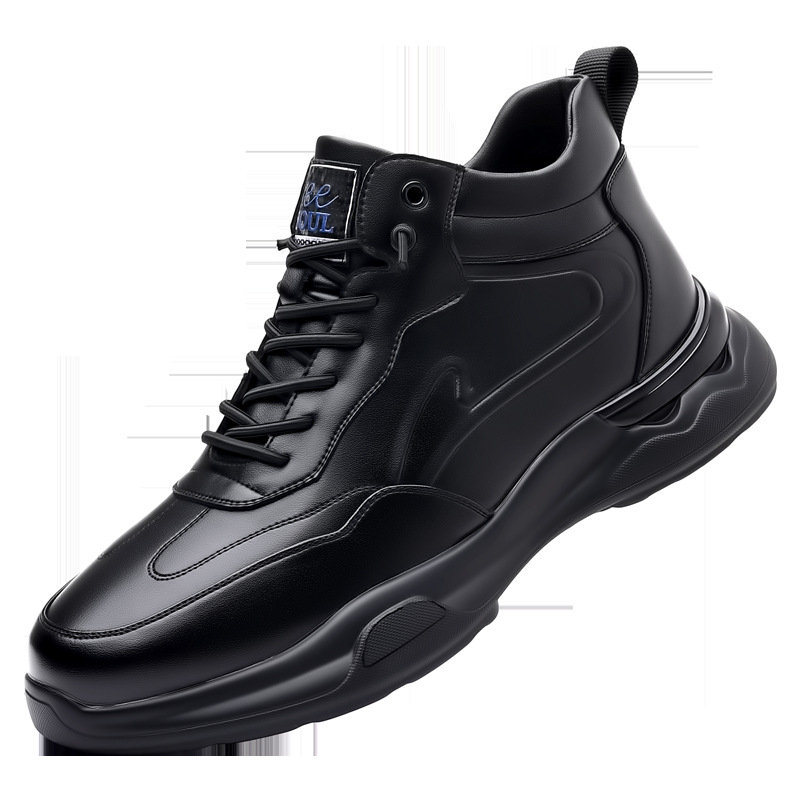 Pánske vysoké casual tenisky – koža vrch, PU podrážka, protišmyková podrážka, šnúrky, jeseň 2024