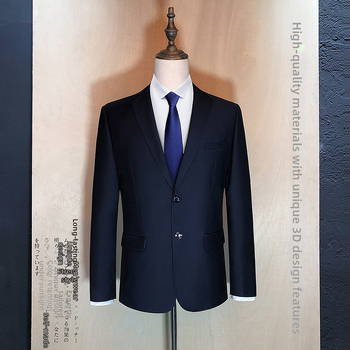 Vyrų kasdieninis kostiumas, visoms sezonoms, laisvas kirpimas, apykaklė su reversu, sintetinių pluoštų mišinys su medvilnine pagrindine medžiaga