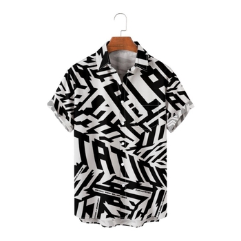 Košulja s 3D digitalnim printom Cashew Flower – opuštena kroj, stojeći ovratnik, kratki rukavi, 90% poliester