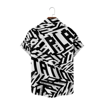 Košulja s 3D digitalnim printom Cashew Flower – opuštena kroj, stojeći ovratnik, kratki rukavi, 90% poliester