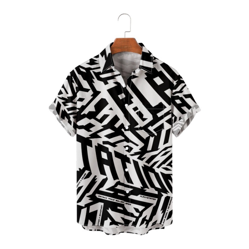 Košulja s 3D digitalnim printom Cashew Flower – opuštena kroj, stojeći ovratnik, kratki rukavi, 90% poliester