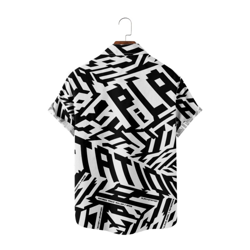 Košulja s 3D digitalnim printom Cashew Flower – opuštena kroj, stojeći ovratnik, kratki rukavi, 90% poliester