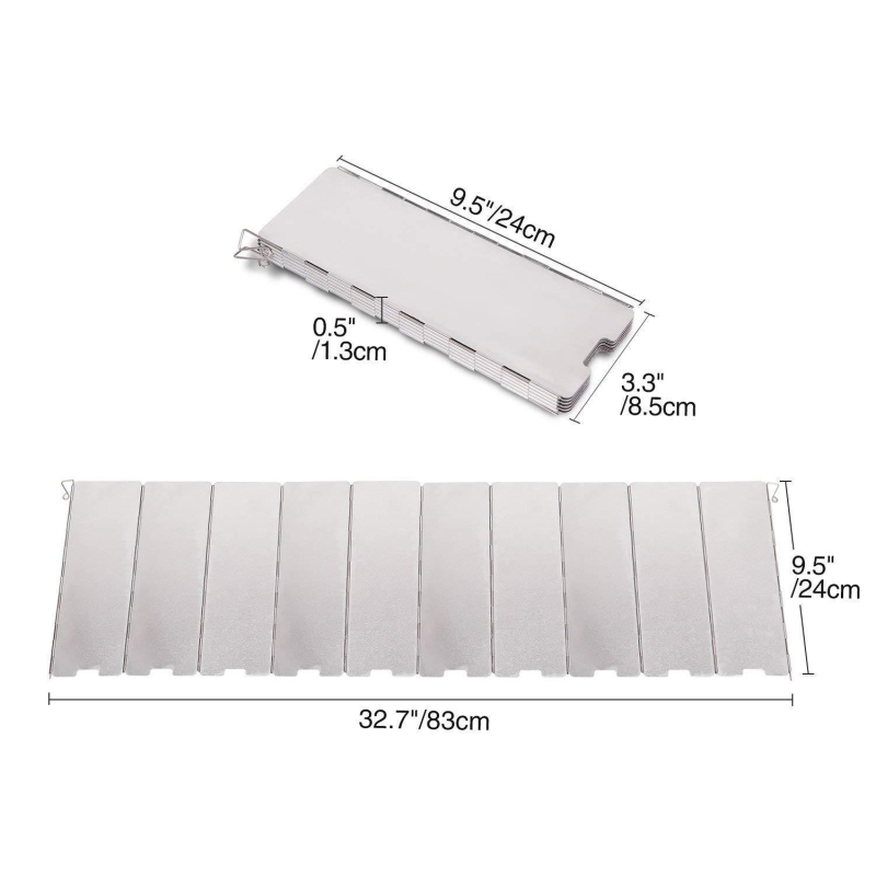 Lauko kepimui vėjo skydas – sulankstomas, nešiojamas aliuminio skydas, 10 vnt., Burbuma