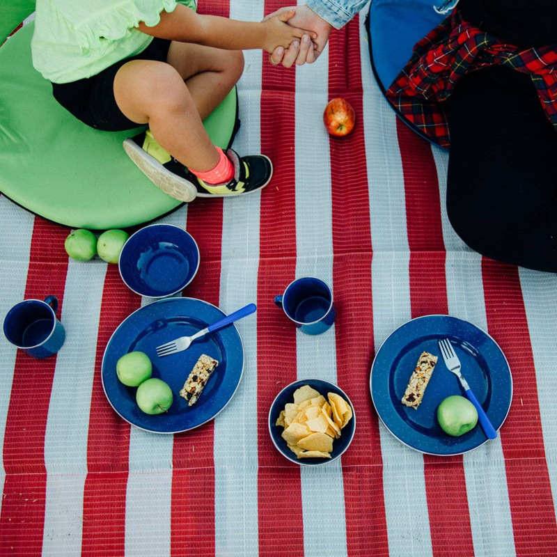 24 gab. emalēts kempinga ēdienu serviss, dzelzs ar emaljas pārklājumu, retro stils, pielāgošana