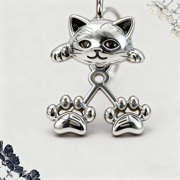 Retro náušnice s mačkou labkou - zadné zavesenie, meď, elektroplátovanie, štýl Zviera/Zodiak JK, svieže a sladké