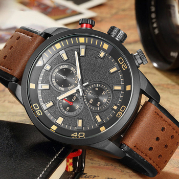 Pánske kvarcové hodinky v štýle Dietrich, pohon MIYOTA, 30m vodotesnosť, puzdro z nerezovej ocele, kožený remienok, 24-hodinová indikácia