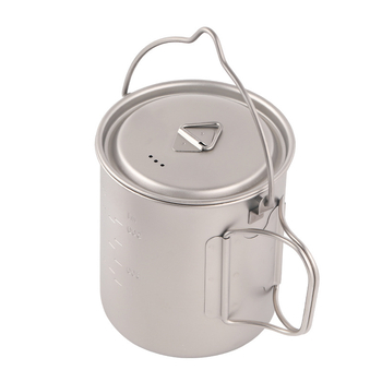 Externá šálka z čistého titánu s skladacím uchom, jednovrstvá dóza na obed s uzáverom 750 ml, valcovitý tvar, vysokoteplotná odolnosť, 120 g