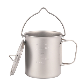 Externá šálka z čistého titánu s skladacím uchom, jednovrstvá dóza na obed s uzáverom 750 ml, valcovitý tvar, vysokoteplotná odolnosť, 120 g