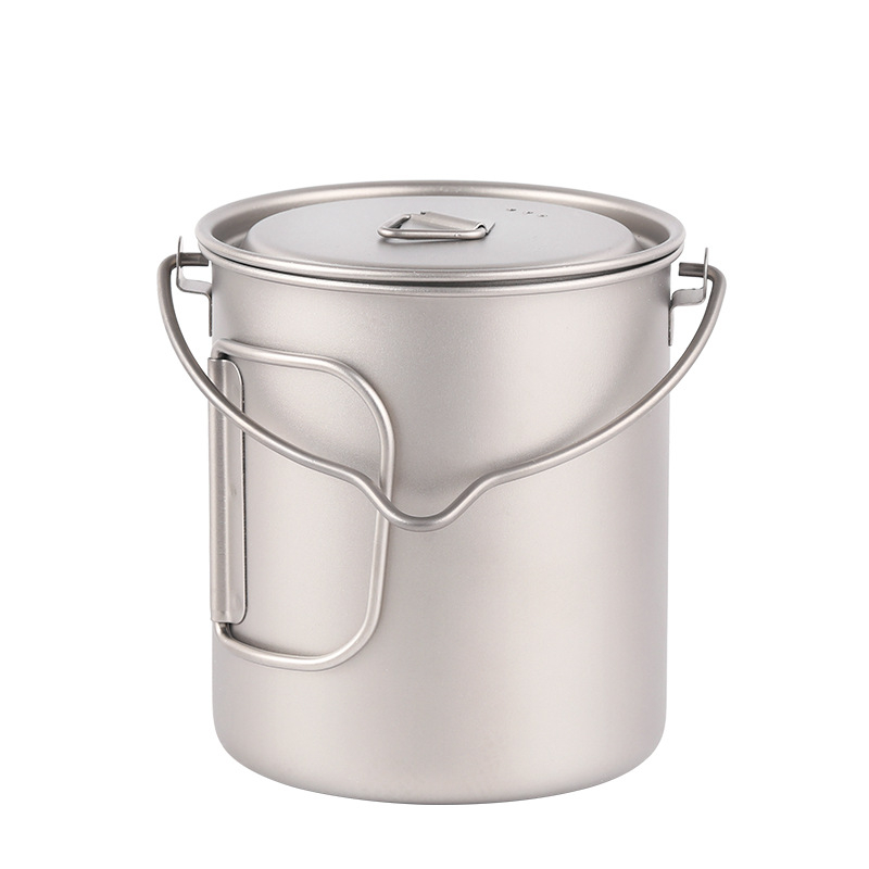 Externá šálka z čistého titánu s skladacím uchom, jednovrstvá dóza na obed s uzáverom 750 ml, valcovitý tvar, vysokoteplotná odolnosť, 120 g