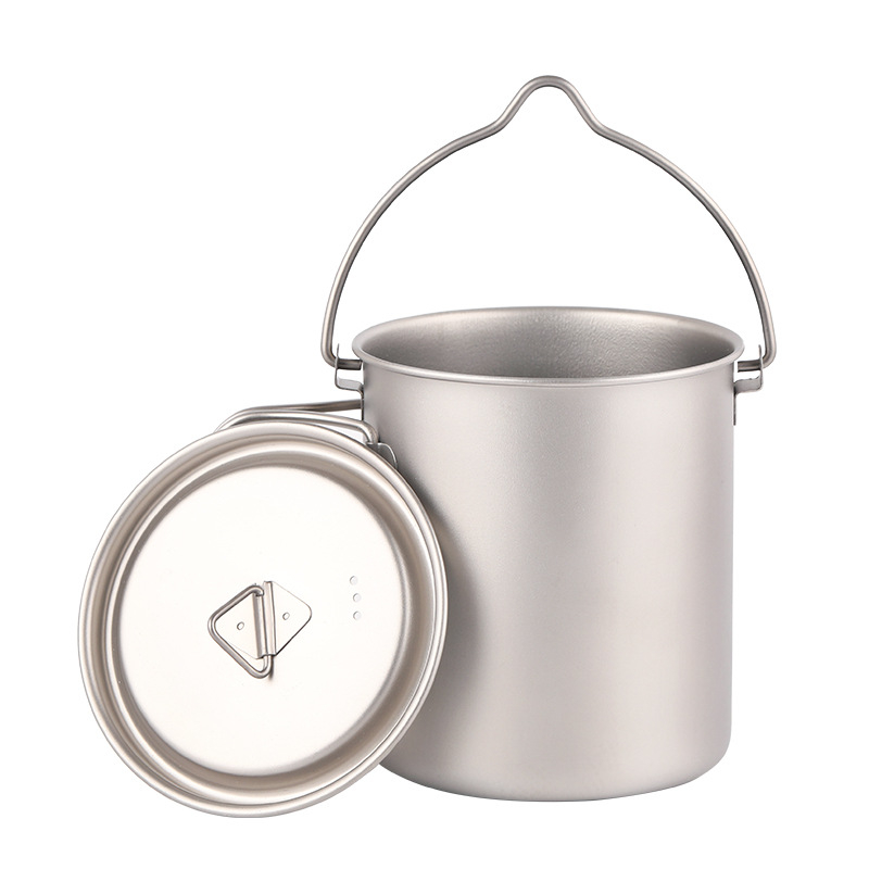 Externá šálka z čistého titánu s skladacím uchom, jednovrstvá dóza na obed s uzáverom 750 ml, valcovitý tvar, vysokoteplotná odolnosť, 120 g