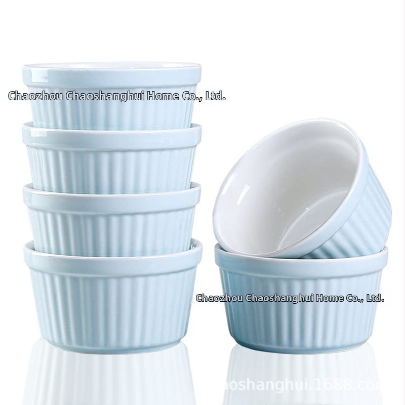 Porcelánová miska na parené vajcia, guľatá, mikrovlnná rúra kompatibilná, glazúrovaná plocha, na pečenie dezertov