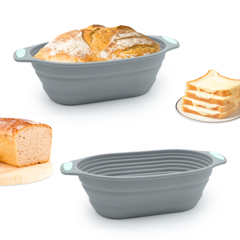 Silikonska ovalna sklopiva posuda za fermentaciju tijesta i pečenje