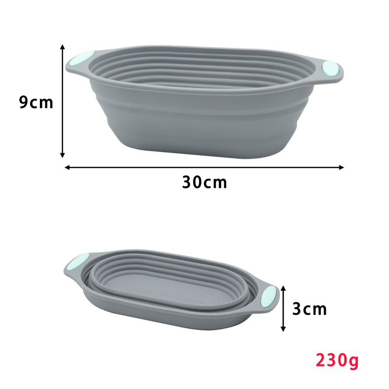 Silikonska ovalna sklopiva posuda za fermentaciju tijesta i pečenje