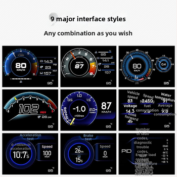 A501 HUD pre auto s OBD, viacfunkčný LCD prístroj, zobrazenie rýchlosti a teploty
