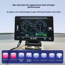 Lefi X7 Automobilový OBD-GPS Viacúčelový Prístroj, Teplota vody, Teplota oleja turbíny, Gyroskop, 12V LCD Displej