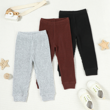 3-dielny detský nohavicový set, Casual, pletený polyester, dlhé nohavice, jednofarebný, pre všetky ročné obdobia, unisex