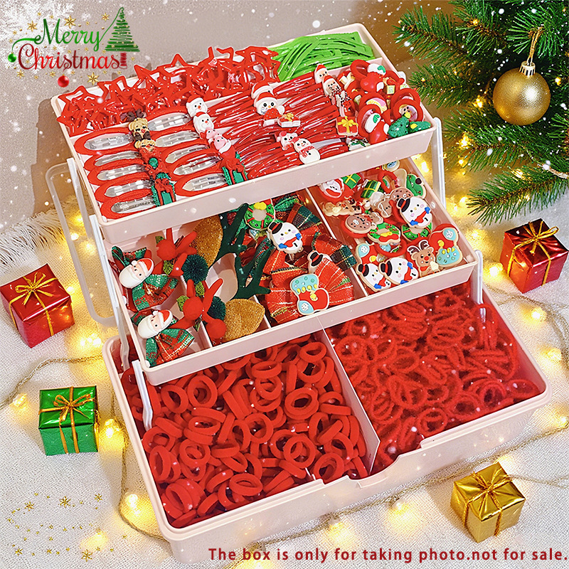 Детски комплект аксесоари за коса — Коледен мотив с принцеса Анна, ръчна изработка, включва лента за коса, диадема и щипки за коса