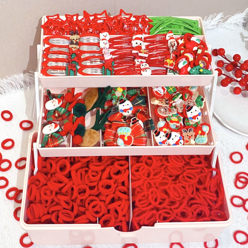 Детски комплект аксесоари за коса — Коледен мотив с принцеса Анна, ръчна изработка, включва лента за коса, диадема и щипки за коса