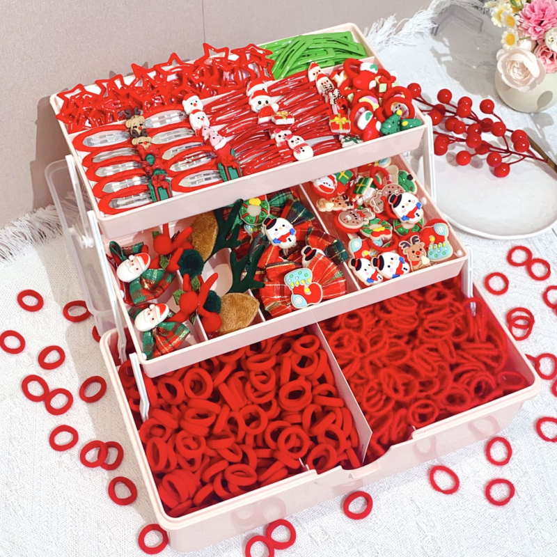 Детски комплект аксесоари за коса — Коледен мотив с принцеса Анна, ръчна изработка, включва лента за коса, диадема и щипки за коса