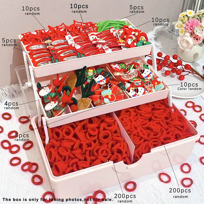 Детски комплект аксесоари за коса — Коледен мотив с принцеса Анна, ръчна изработка, включва лента за коса, диадема и щипки за коса