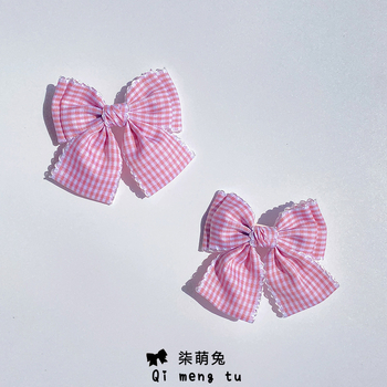 Spinka do vlasov s mašličkou a káro vzorom – detský doplnok do vlasov z zliatiny, leto 2024