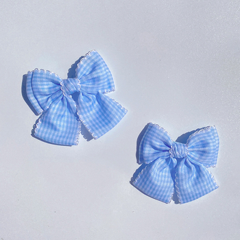 Spinka do vlasov s mašličkou a káro vzorom – detský doplnok do vlasov z zliatiny, leto 2024