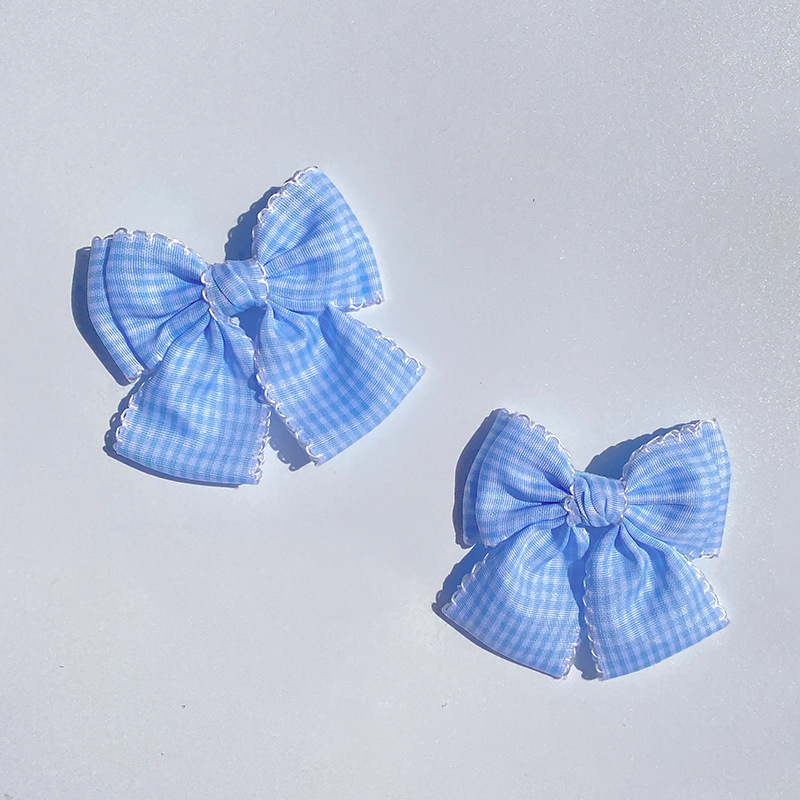 Spinka do vlasov s mašličkou a káro vzorom – detský doplnok do vlasov z zliatiny, leto 2024