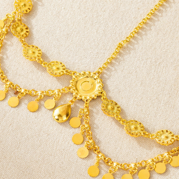 Colier de cap de mireasă în stil etnic, cu design de picătură de apă și ciucuri, aliaj, cristal alb, model geometric, placare electroplatină