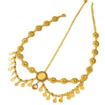 Colier de cap de mireasă în stil etnic, cu design de picătură de apă și ciucuri, aliaj, cristal alb, model geometric, placare electroplatină