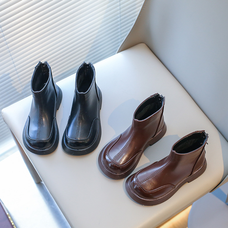 Dječje martinke za djevojčice, jesen-zima 2023, do sredine potkoljenice, stražnji zatvarač, protuklizna PU potplat