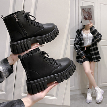 Ženske Martin čizme, plus size – nizak shaft, okrugli vrh, PU gornji dio, gumeni đon, bočni zatvarač